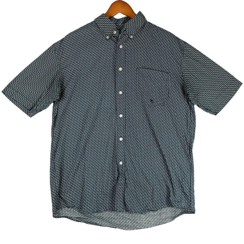 Roper Western Shirt Mens‎ M Blue Geometric Short Sleeve Button-down Rodeo Cowboy